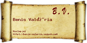 Benis Valéria névjegykártya